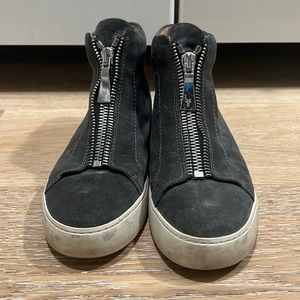 Frye zip up grey suede and leather hi-top sneakers